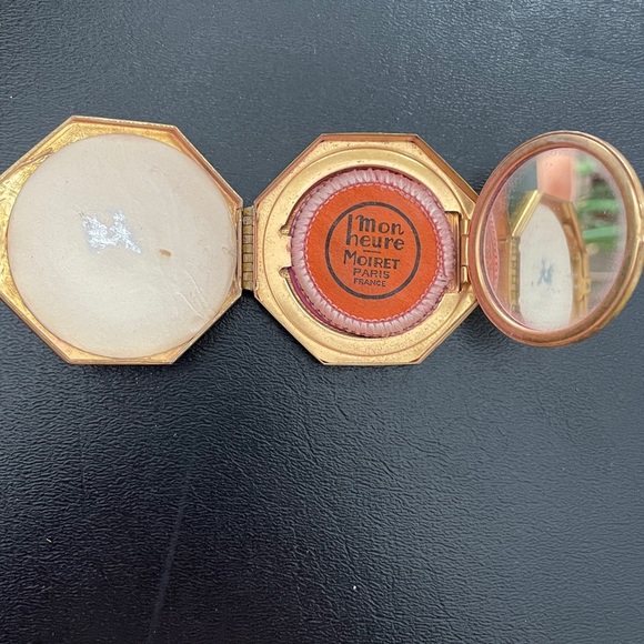 Vintage 1920/30s Gold Compact w Mirror & rouge. Richard Hudnut. MOIRET Paris. - Picture 2 of 7